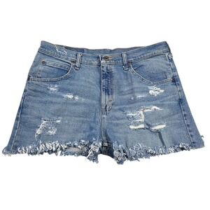 Wrangler Womens Distressed Denim Cutoff Shorts Frayed Hem Light Wash 33 Western